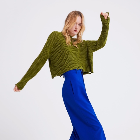 Zara Sweaters Zara Cable Knit Sweater With Rips Boho Chic Poshmark